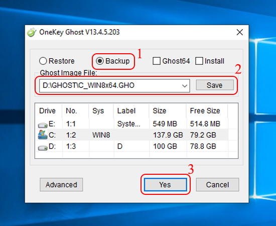 Tiến hành Backup file Ghost.