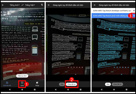 quét trực tiếp để dịch