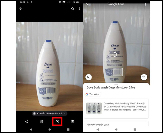 dùng google lens trong google photos