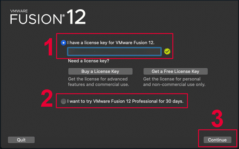 Bạn có thể chọn sử dụng VMware Fusion 12 có bản quyền hoặc dùng thử 1 tháng
