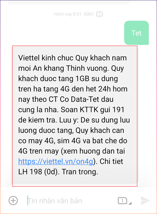 Lì xì từ Viettel