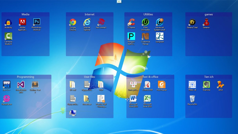 Sắp xếp các icon theo thư mục