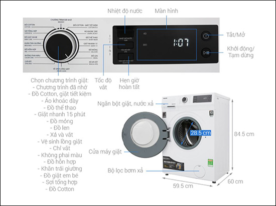 Máy giặt Toshiba Inverter 8.5 Kg TW-BH95S2V WK