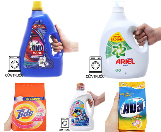 nước giặt, bột giặt chuyên dụng cho máy giặt cửa trước