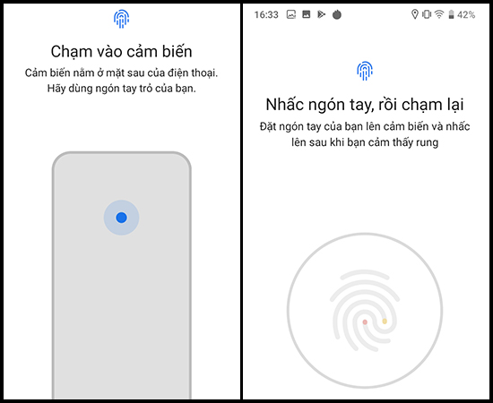Cài đặt dấu vân tay