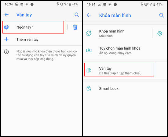 Kiểm tra lại dấu vân tay