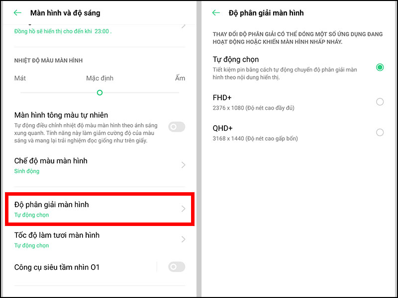 Tùy chỉnh Độ phân giải
