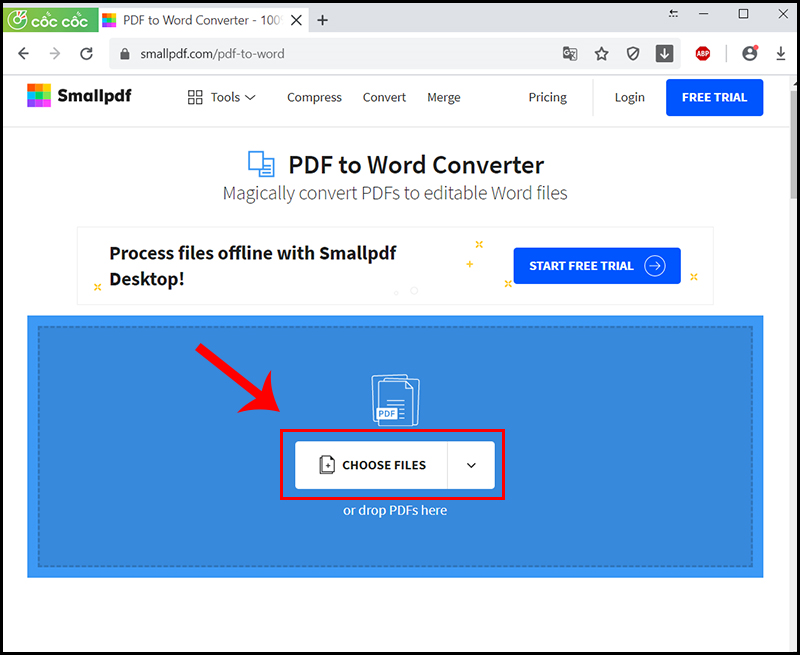 Chọn Choose Files để tải file PDF lên
