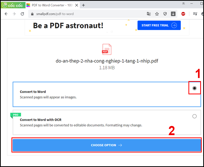 Chọn Convert to Word