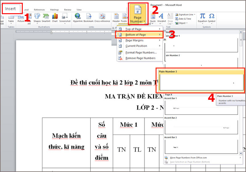 Hướng dẫn cách đánh số trang từ trang đầu tiên