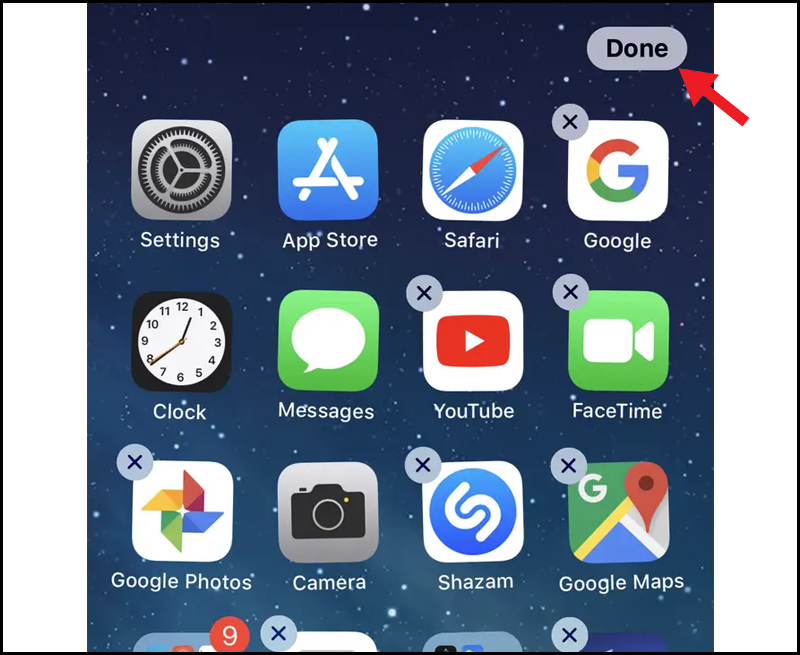 Nhấn Done để thoát chế độ