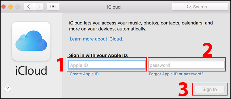 Đăng nhập iCloud