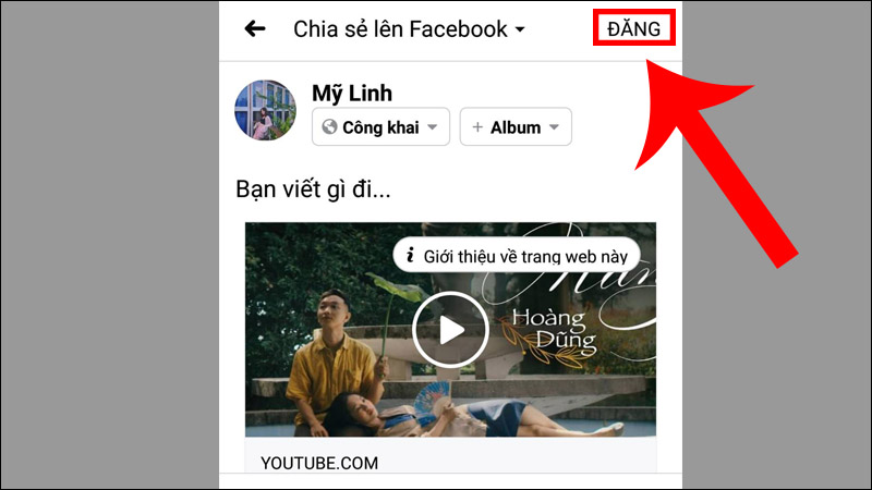 Cick vào Đăng để chia sẻ video lên trang cá nhân