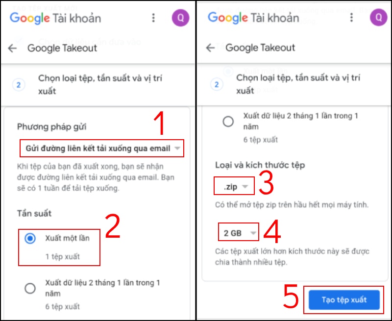 Cài đặt tùy chọn cho tệp tải xuống từ Gmail