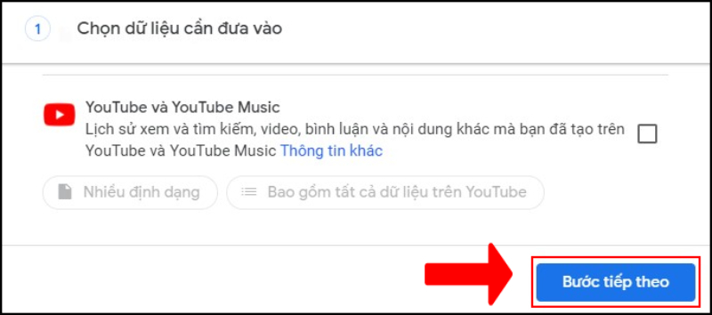 Chọn bước tiếp theo để tiếp tục quá trình tải email trên Gmail