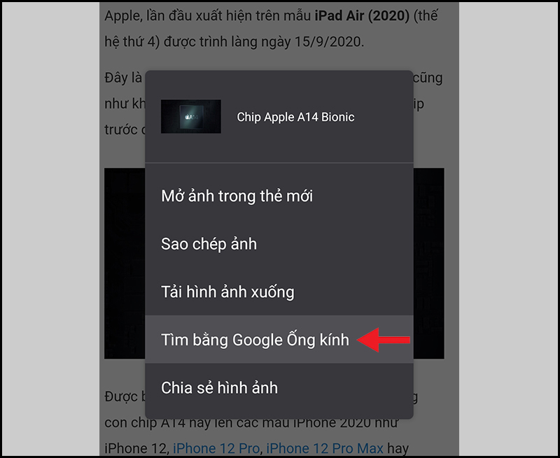 Tìm bằng Google Ống kính