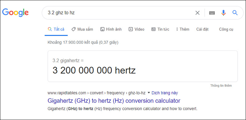 Cách chuyển đổi từ GHz sang Hz hoặc các đơn vị khác