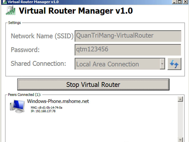 Phần mềm Virtual Router/ Virtual Router Manager