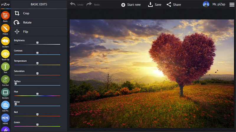 Chỉnh sửa ảnh online bằng PiZap