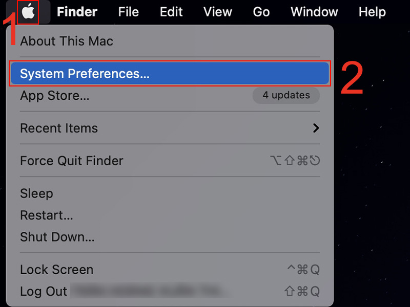 Nhấn vào biểu tượng Apple, chọn System Preferences