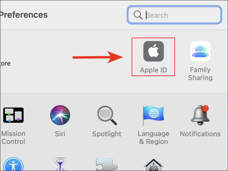 Nhấn Apple ID