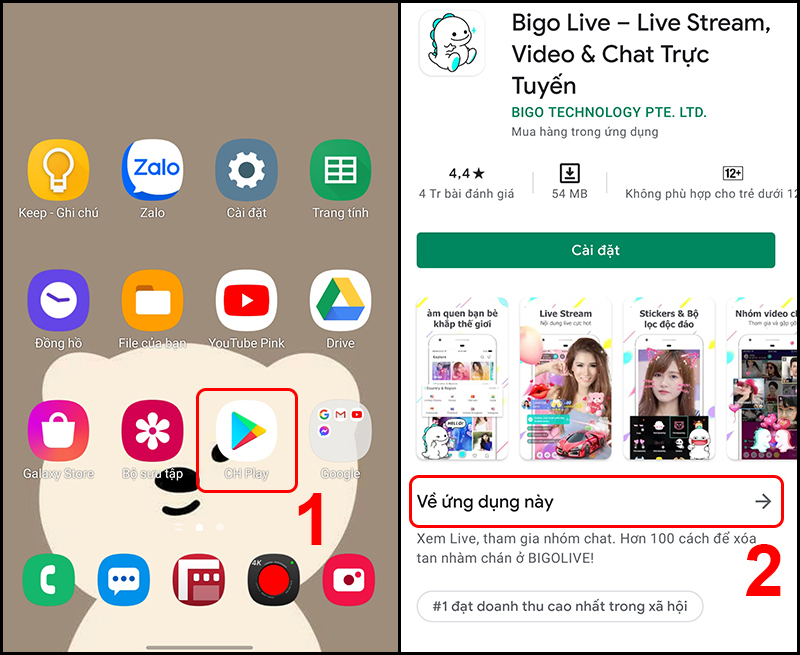 Tìm một ứng dụng, trò chơi bất kỳ để xem quyền