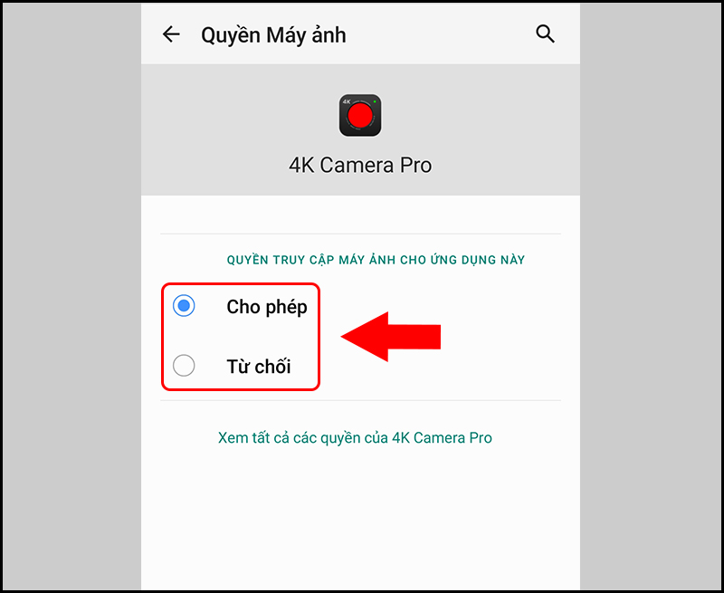 Cấp quyền cho ứng dụng