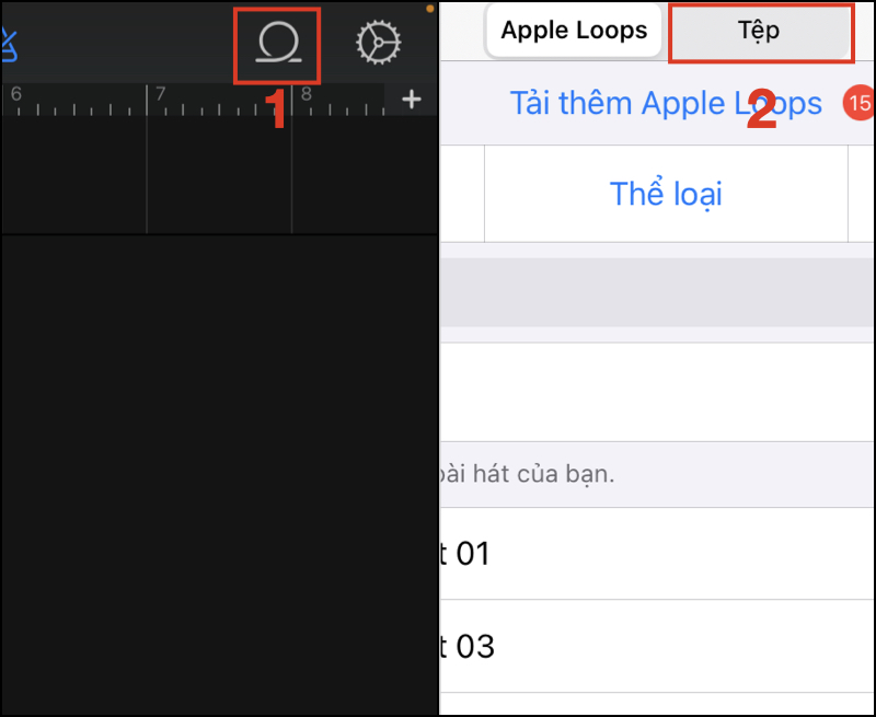 Nhấn chọn biểu tượng vòng lặp