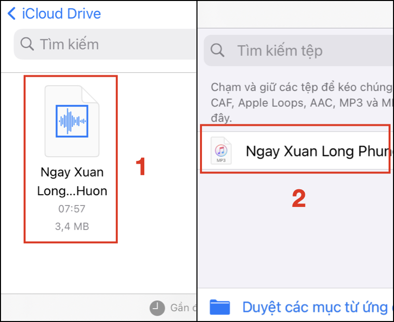 Kéo thả vào trang chỉnh nhạc