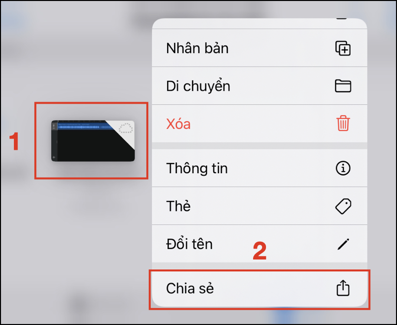 Chọn mục Chia sẻ