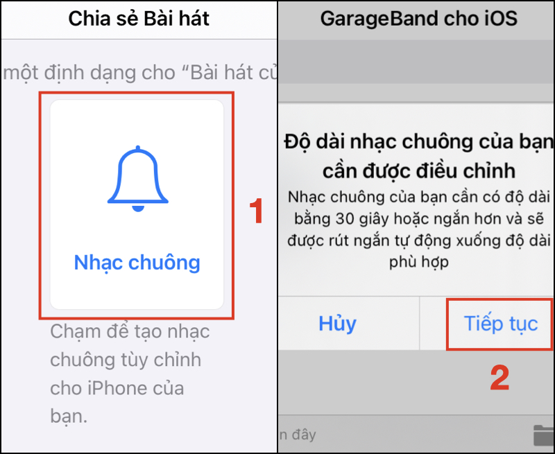 Nhấn chọn Nhạc chuông