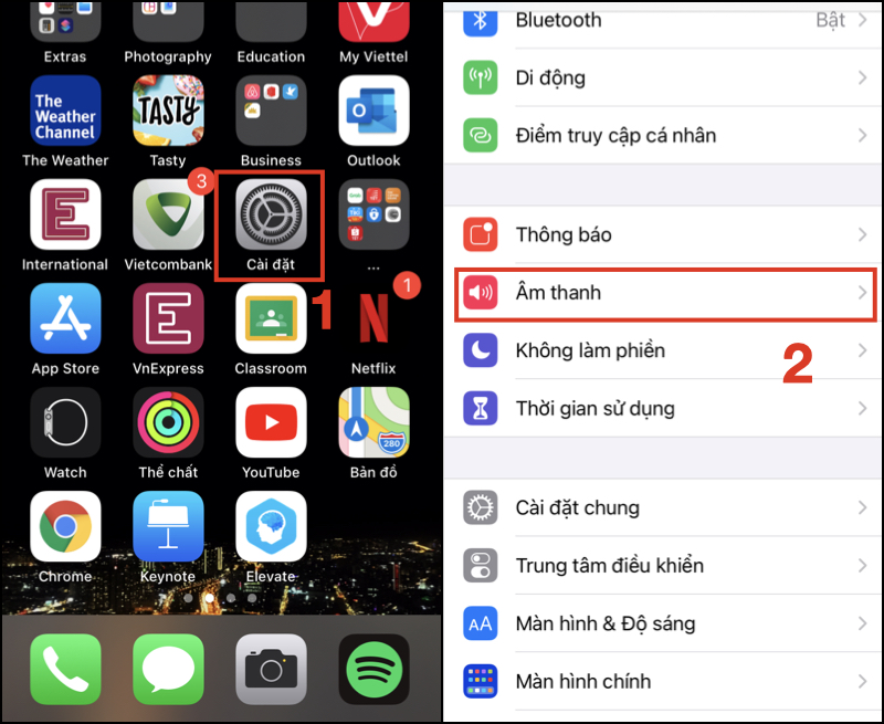 Chọn cài đặt âm thanh
