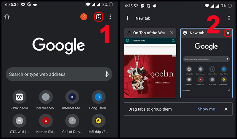 Đóng hết các tabs trên Chrome