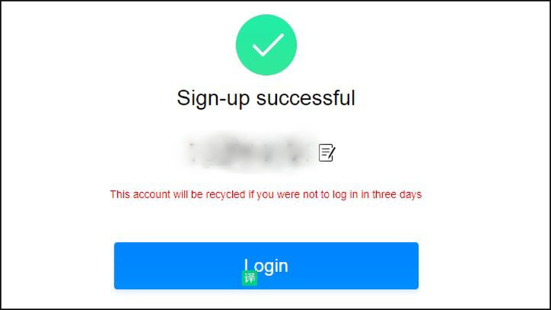 Sign-up successful