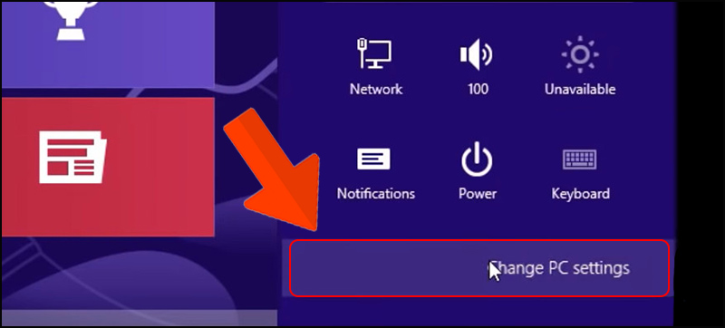 Chọn Change PC Setting.
