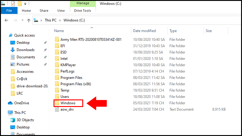 Thông qua thư mục System32