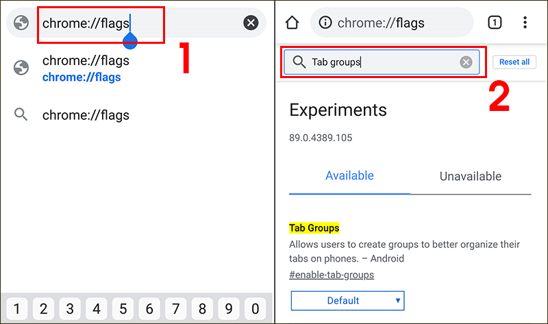 Tìm tính năng Tab Groups trong Chrome flags