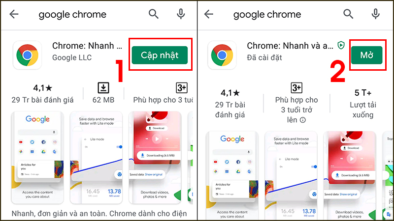 Cập nhật phiên bản mới nhất của Chrome và mở trình duyệt