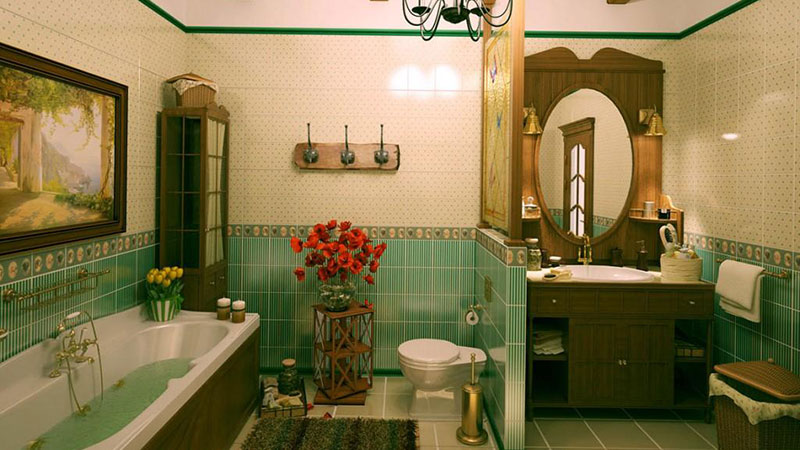 Phòng tắm phong cách Retro