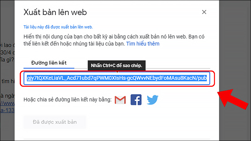 Copy đường link và dán ở một tab trình duyệt mới