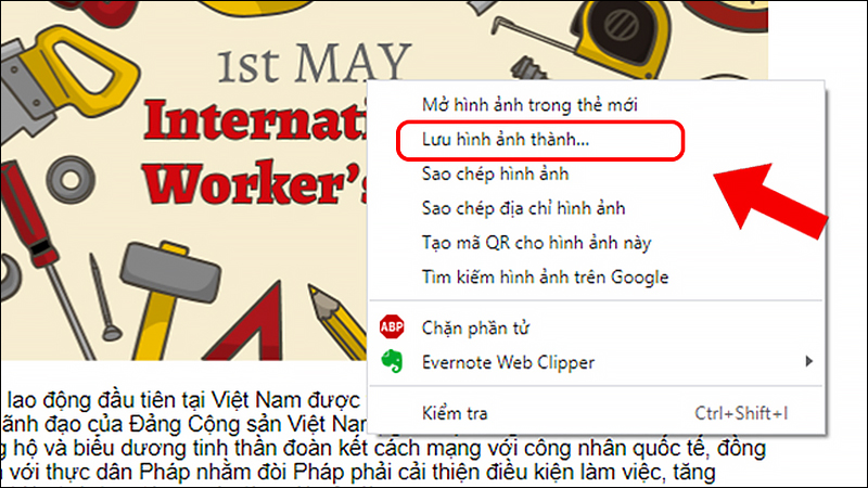 Chọn hình ảnh muốn tải sau đó chọn Lưu hình ảnh thành...