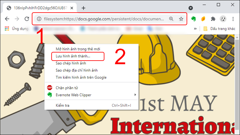 Nhấp chuột phải vào ảnh, chọn vào Lưu hình ảnh thành...