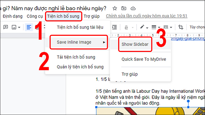 Mở tiện ích Save Inline Image lên