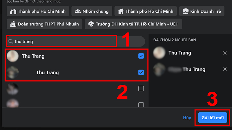 Chọn Gửi lời mời