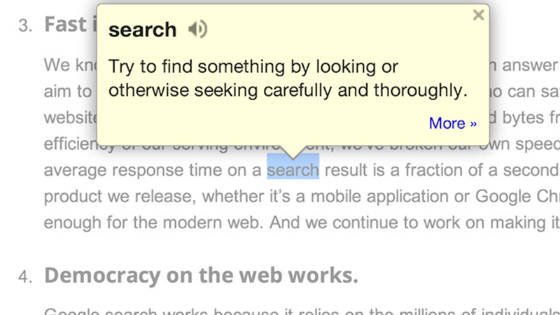 Google Dictionary sẽ giúp bạn hiểu hết những từ bạn chưa biết