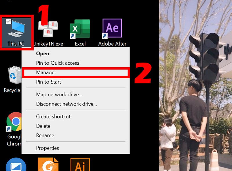 Truy cập vào This PC, chọn Manage