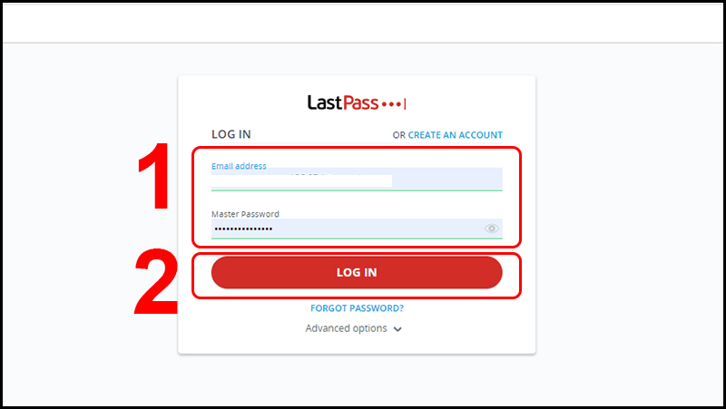 Đăng nhập để sử dụng LastPass