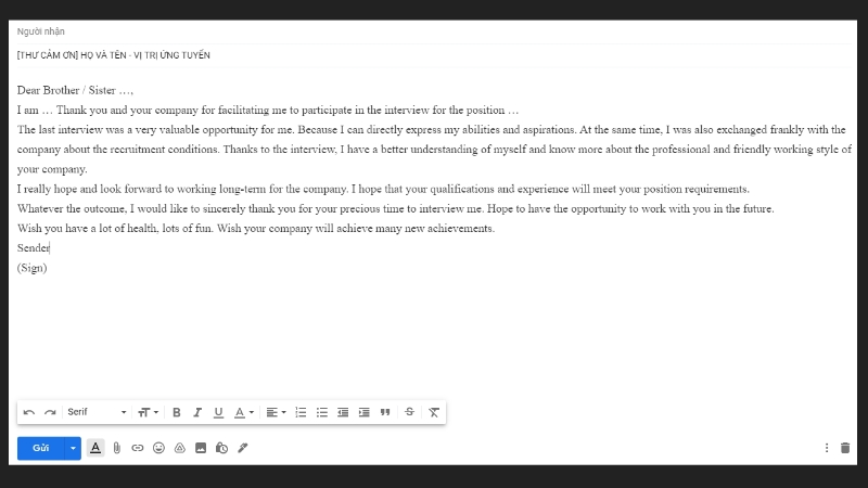 Mẫu thư cảm ơn 3