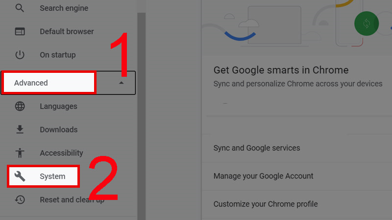 Mở Settings trong menu Google Chrome 