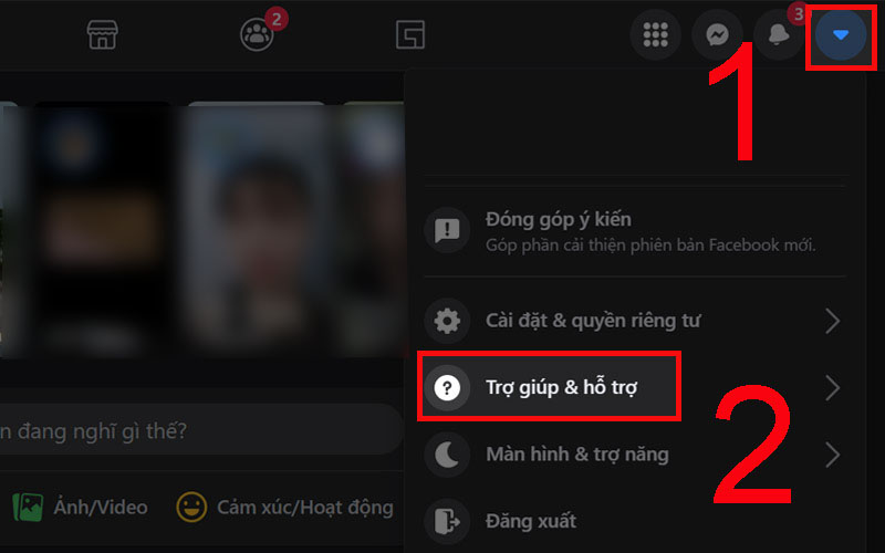 Chọn Trợ giúp & hỗ trợ trên Facebook
